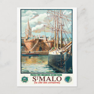 Postal Puerto en la ciudad de Saint-Malo, Francia, viaje 