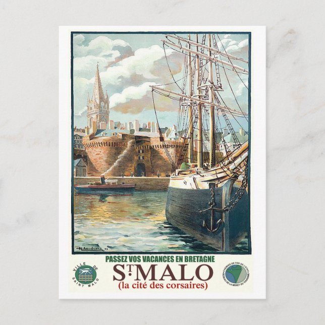 Postal Puerto en la ciudad de Saint-Malo, Francia, viaje  (Anverso)