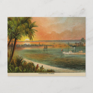Postal Puerto Fernandina vintage Amelia Island Florida