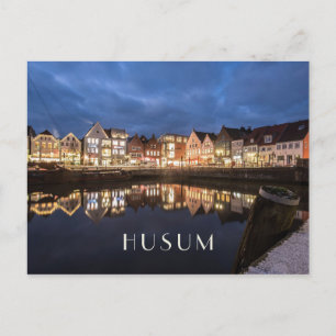 Postal Puerto interior nocturno, Husum, Alemania