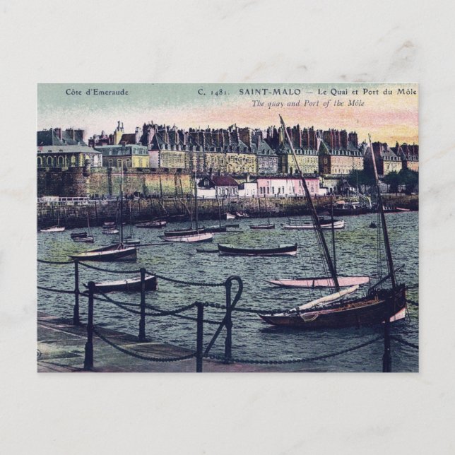 Postal Puerto marítimo de St Malo France (Anverso)