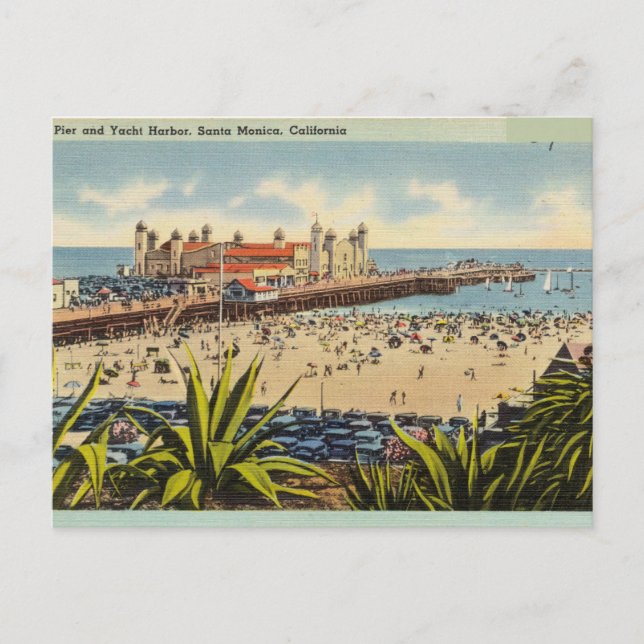 Postal Puerto Pier y Yacht, Santa Mónica, California (Anverso)