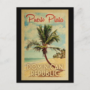 Postal Puerto Plata Postcard Palm Tree Vintage Viaje