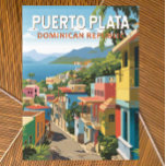 Postal Puerto Plata República Dominicana Viaje de arte<br><div class="desc">Diseño de viaje vectorial retro Puerto Plata. Puerto Plata,  oficialmente conocido como San Felipe de Puerto Plata,  es una importante ciudad costera en la República Dominicana,  y capital de la provincia de Puerto Plata.</div>