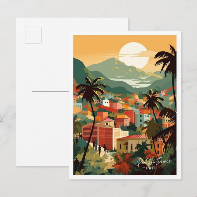 Postal Puerto Príncipe Haití Lugar de Viaje ilustracion (Anverso / Reverso)