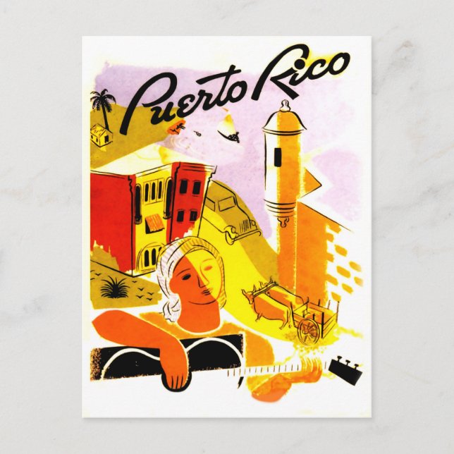 Postal Puerto Rico, ciudad de San Juan. jugador de guitar (Anverso)