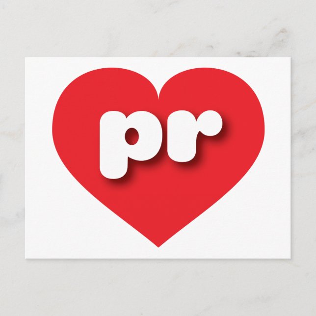 Postal Puerto Rico corazón rojo - Amo PR (Anverso)