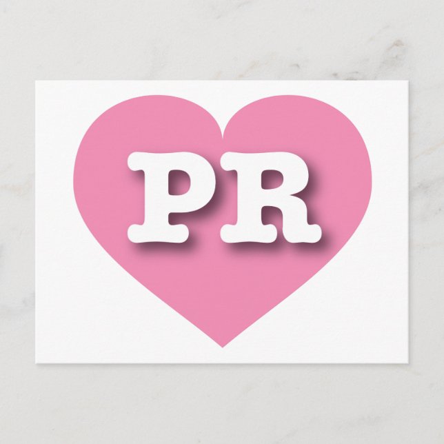 Postal Puerto Rico Corazón Rosa - Amo las Relaciones Públ (Anverso)