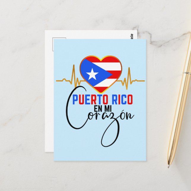 Postal Puerto Rico en mi Corazon Puerto Rican Pride  (Anverso/Reverso In Situ)