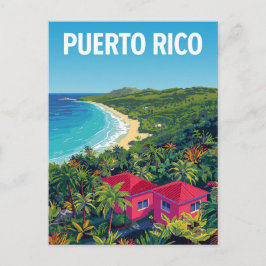 Postal Puerto Rico Tropical Beach Retro