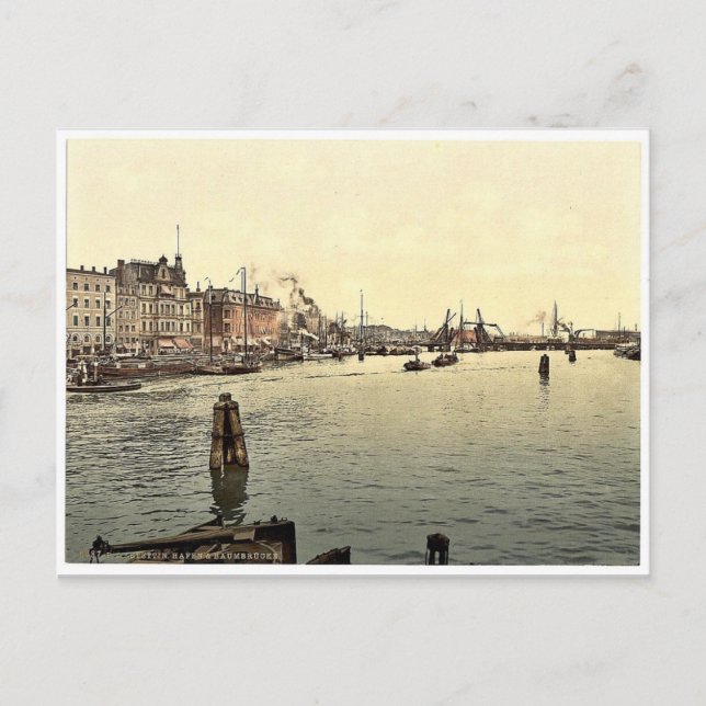 Postal Puerto Stettin, Pommeraina, Alemania (es decir, Sz (Anverso)