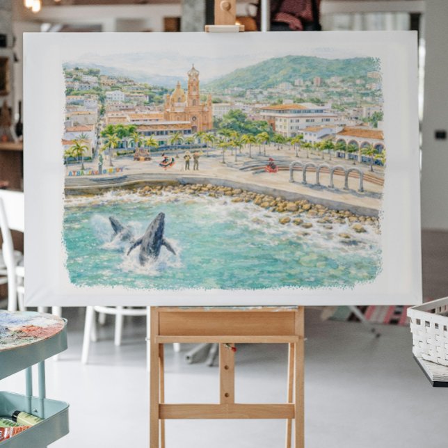 Postal Puerto Vallarta Illustrated Malecón (Subido por el creador)