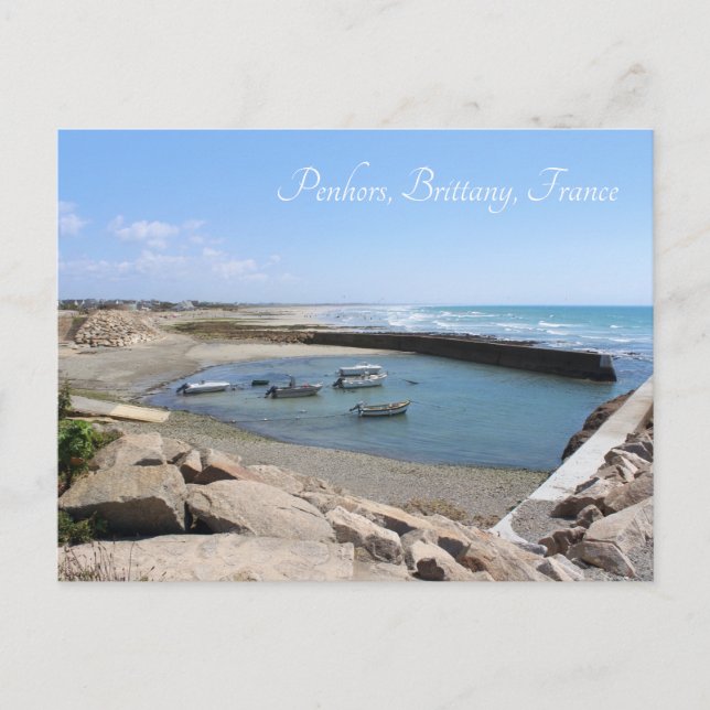 Postal Puerto y bahía de Penhors, Bretaña, Francia (Anverso)