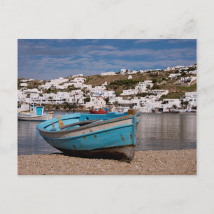 Postal Puerto y puerto con barcos de pesca griegos