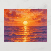 Puesta de sol ardiente - Estilo de pintura en acua