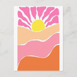 Postal Puesta de sol boho rosa pálido y naranja