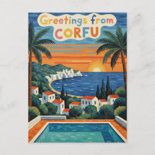 Postal Puesta de sol Corfú Grecia Viajes