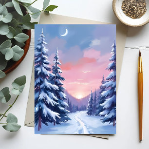 Postal Puesta de sol de invierno pastel Pintura de la n