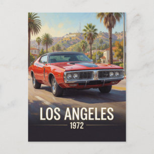 Postal Puesta de sol de Los Ángeles Muscle Car 1972 Calif