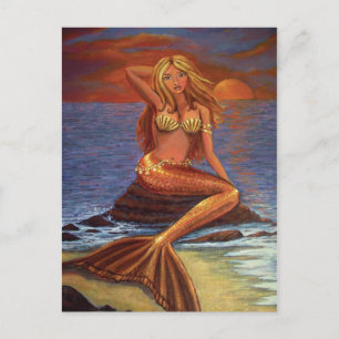 Postal Puesta de sol de sirena - Postcard