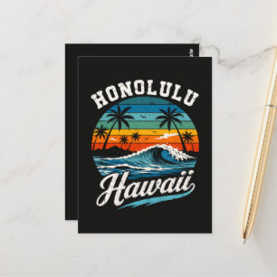 Postal Puesta de sol de surf de Honolulu Hawaii