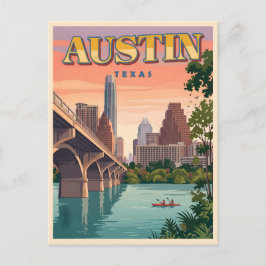 Postal Puesta de sol del horizonte de Austin – paisaje ur