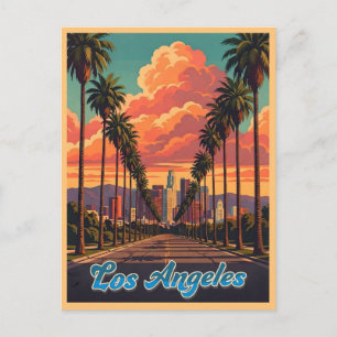 Postal Puesta de sol del horizonte de Los Ángeles con pal