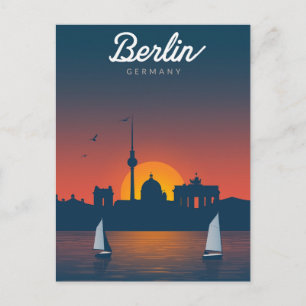 Postal Puesta de sol en Berlín Silueta de la ciudad