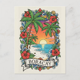 Postal Puesta de sol en Boracay Filipinas