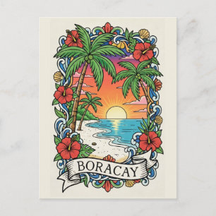 Postal Puesta de sol en Boracay Filipinas