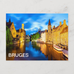 Postal Puesta de sol en Brujas. Bélgica