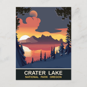 Postal Puesta de sol en Crater Lake, Oregon, Viajes