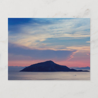 Postal Puesta de sol en el cabo Sounion, Grecia