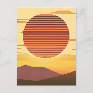 Postal Puesta de sol en el desierto naranja rojizo y marr