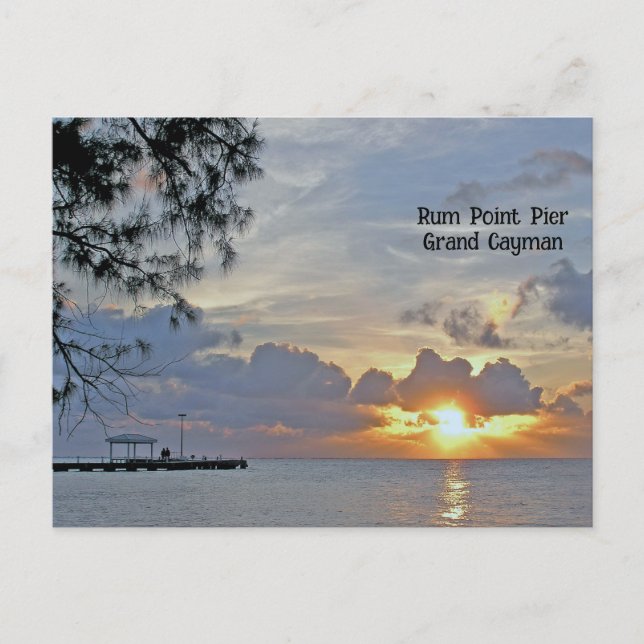 Postal "Puesta de sol en el muelle de RUM POINT, GRAND CA (Anverso)