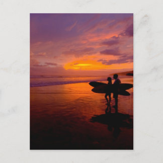 Postal puesta de sol en el surf