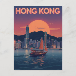 Postal Puesta de sol en Hong Kong