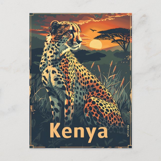 Postal Puesta de sol en Kenia por Cheeatah (Anverso)
