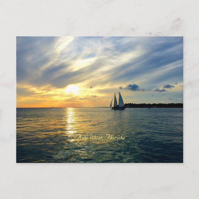 Postal Puesta de sol en Key West, Florida  (Anverso)