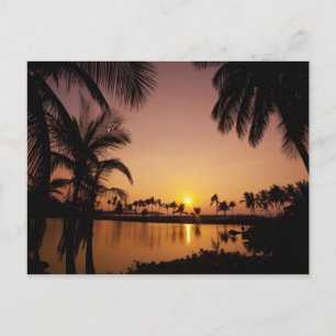 Postal Puesta de sol en la bahía de Anaeho'omalu, Isla Gr