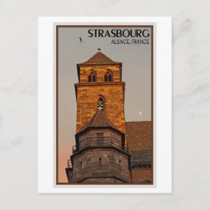 Postal Puesta de sol en la iglesia de Estrasburgo