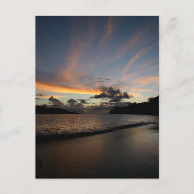 Postal Puesta de sol en la isla de Seychelles (Anverso)