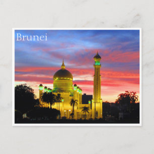 Postal puesta de sol en la mezquita de brunei