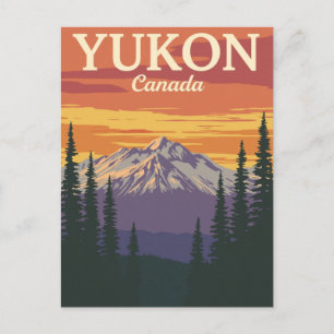 Postal Puesta de sol en la montaña de Yukon Canadá