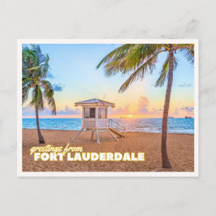 Postal Puesta de sol en la playa de Fort Lauderdale Flori