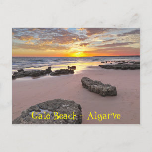 Postal Puesta de sol en la playa de Gale en Albufeira, Al
