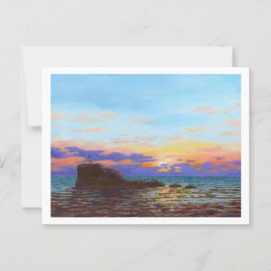 Postal Puesta de sol en la playa de Perranporth