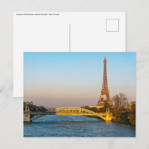 Postal Puesta de sol en la Torre Eiffel y Pont Rouelle - 