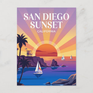 Postal Puesta de sol en San Diego California