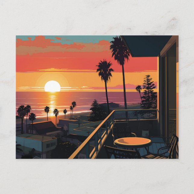 POSTAL PUESTA DE SOL EN SANTA MONICA #1 (Anverso)